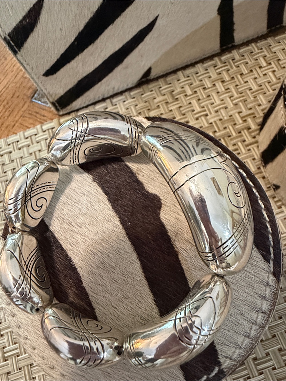 Brighton Silver-Tone Engraved Link Bracelet
